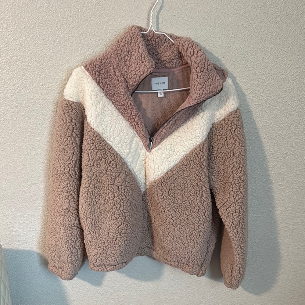 Jane and Delancey Tan and Cream Sherpa Jacket
